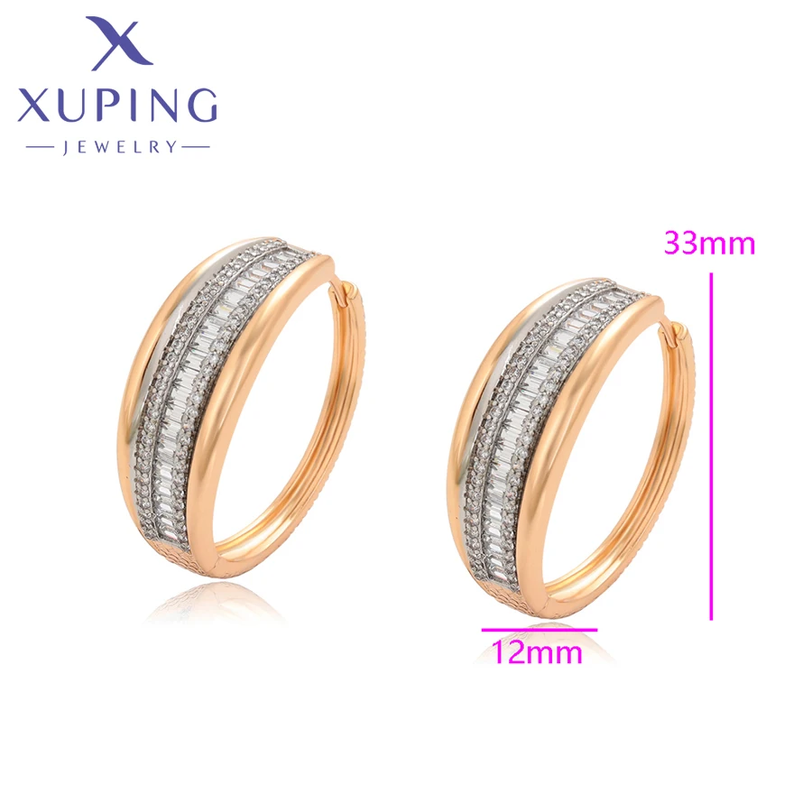 Xuping Jewelry New Arrival Round Gold Color Plating Hoop Earrings for Women Ladies Christmas Party Gifts X000803591