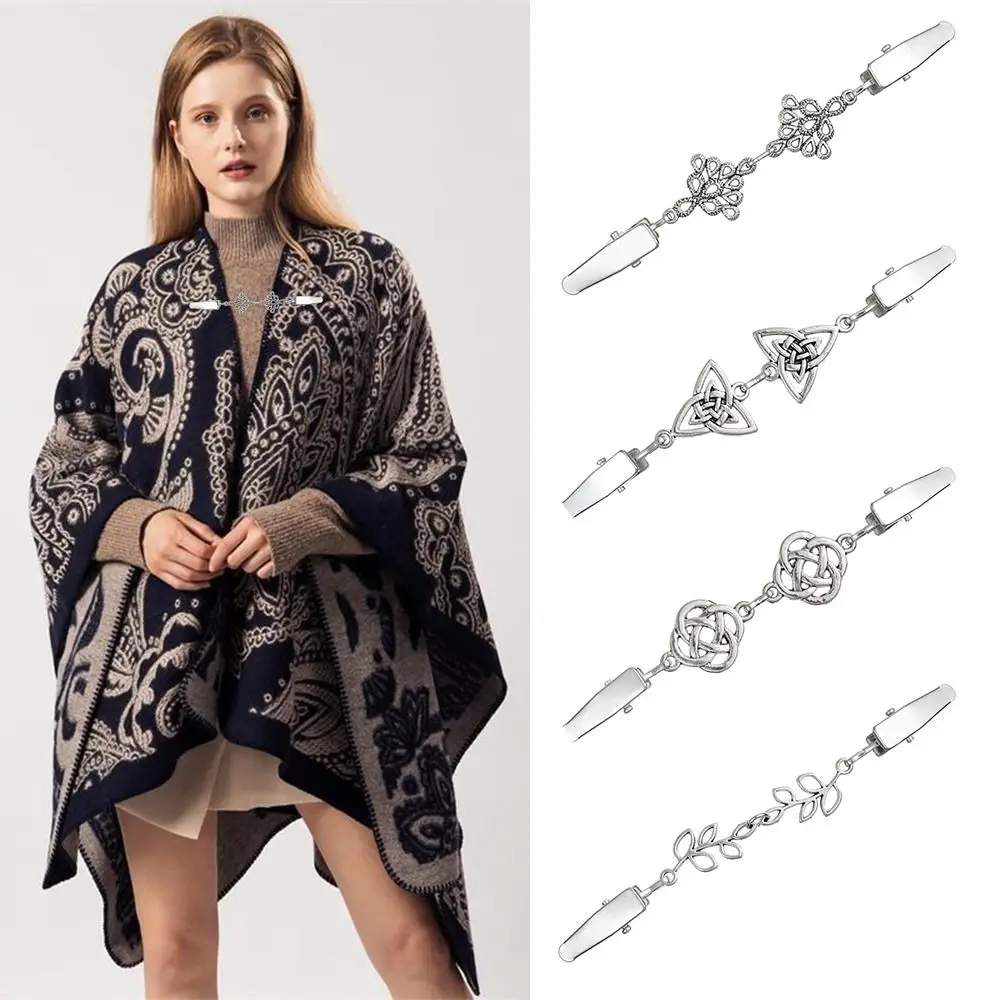 Retro Alloy Cloak Buckle Collar Clip Cardigan Clip Women Men Anti Slip Buckle Sweater Clasp Shawl Clip Cloak Buckle