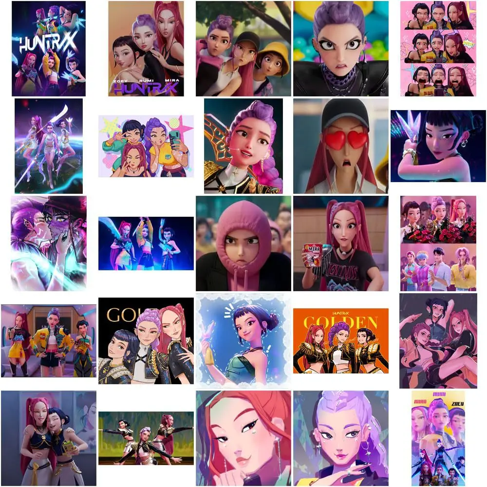 

50-55pcs Brand New Movie Kpop Huntrix Saja Boys Derpy Tiger Stickers Waterproof Vinyl Decals Laptop Kid Toy Gifts