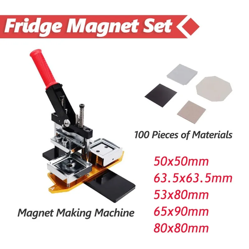 

Badge Maker Machine 50mm/63.5mm/53x80mm/65x90mm/80x80mm Badge Press with 100 Cardboard Material Sets Paper Cutter Not Included