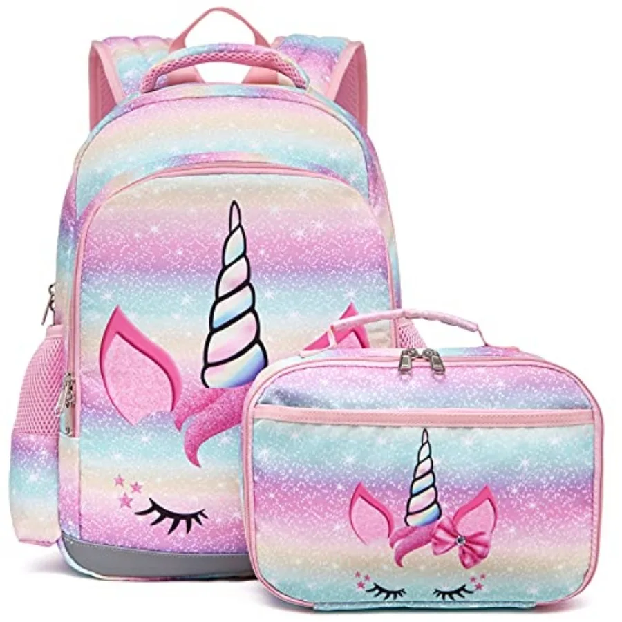 

Backpack for Girls, backpacks Preschool Kindergarten Bookbag Cute Lightweight With Chest Strap and Lunchbox Unicorn