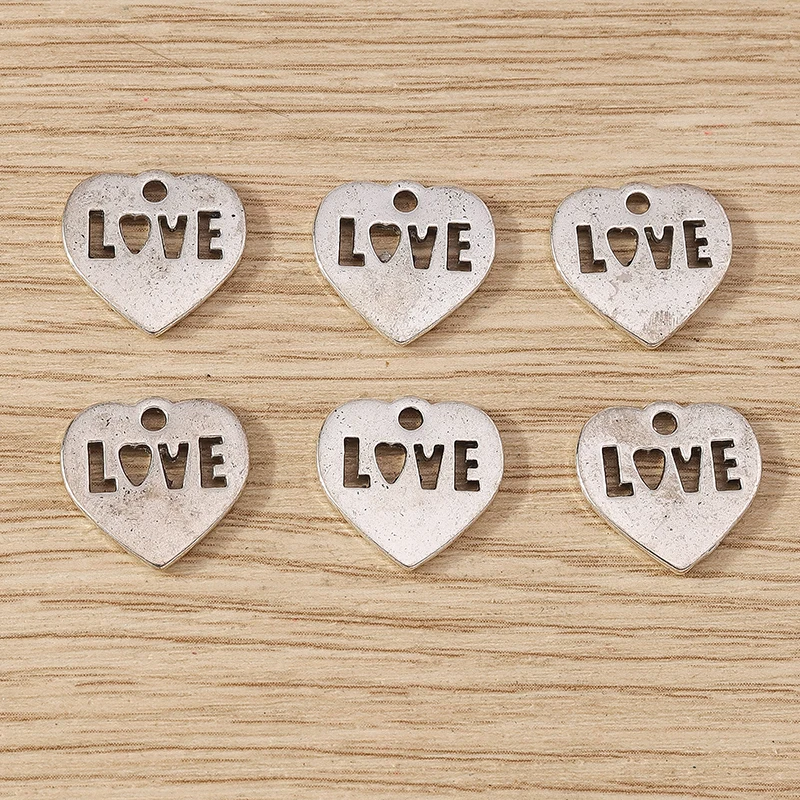 20 stücke 14x16mm niedlichen Gold Silber Farbe Legierung Liebe Herz Charms Anhänger für Schmuck Herstellung Ohrringe Halsketten Armbänder DIY Geschenke – Detail 19