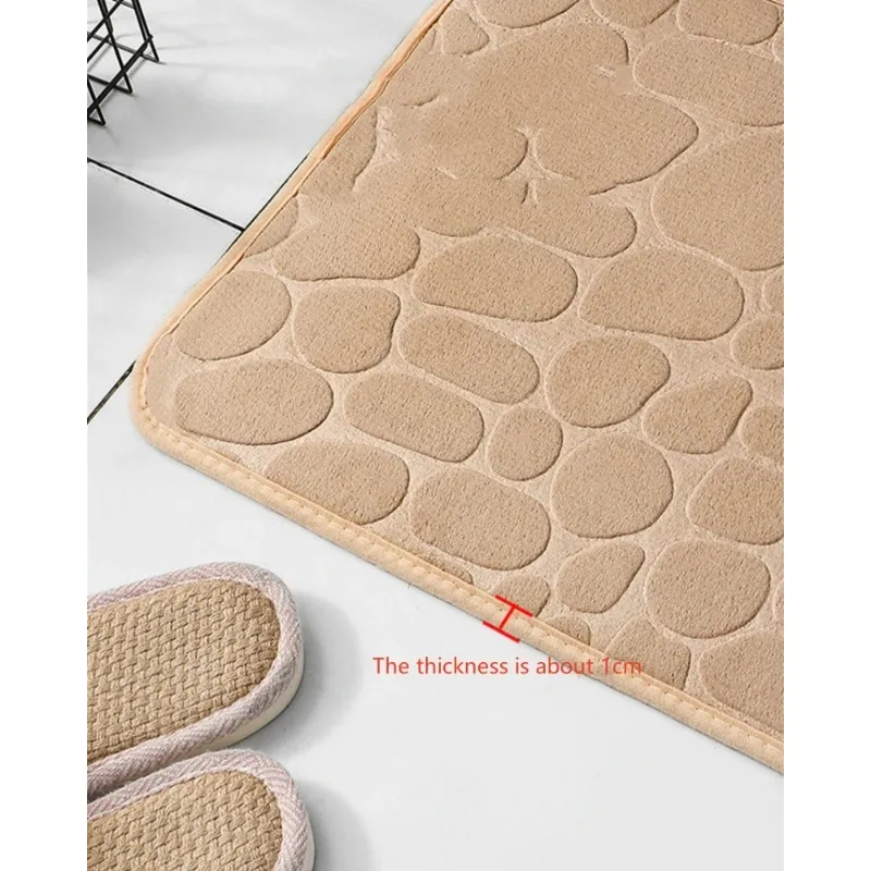 Pebble Embossed Coral Velvet Bathroom Non Slip Mat Household Quick Drying Small Carpet Machine Washable Home Floor Rugs