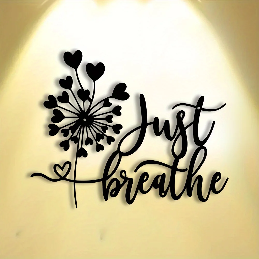 CIFBUY Iron Art Wall Decor Thistle Metal Sign Just Breathe Motivational Quote Outdoor Hanging Plaque Rustic Home Ornament