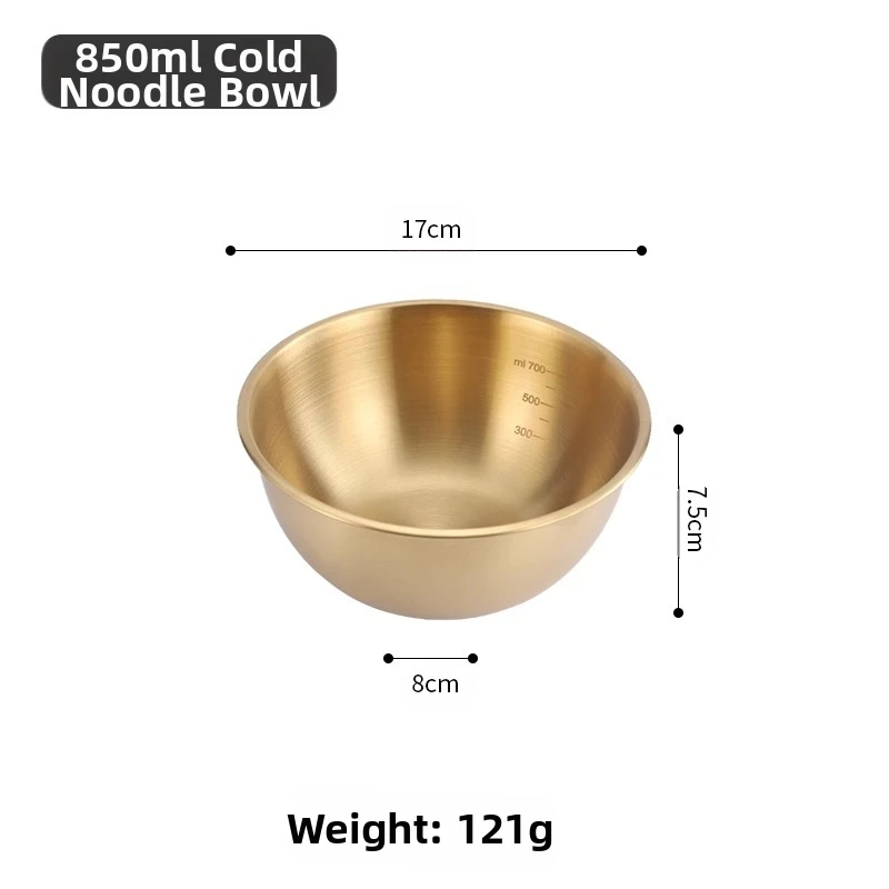 Silver Gold 304 Stainless Steel Measuring Bowl For Cold Noodles And Salads Stackable Polished Finish Kitchen Dining Plates