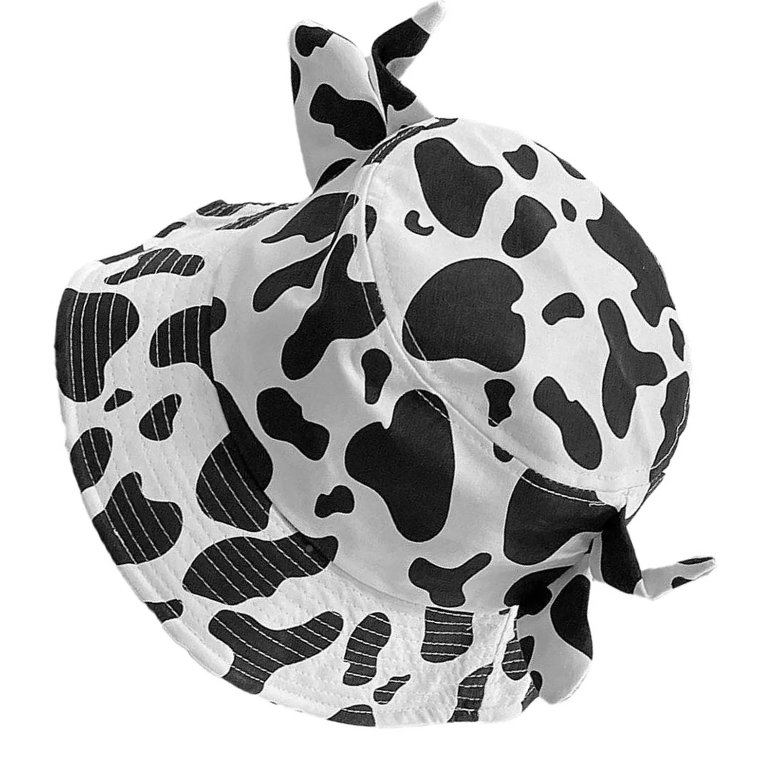 1 قطعة البقرة يطبع قبعة بحافة القطن صياد قبعة Uv حماية أنيق هدية للنساء صياد قبعة البقرة يطبع المضادة للأشعة فوق البنفسجية قبعة