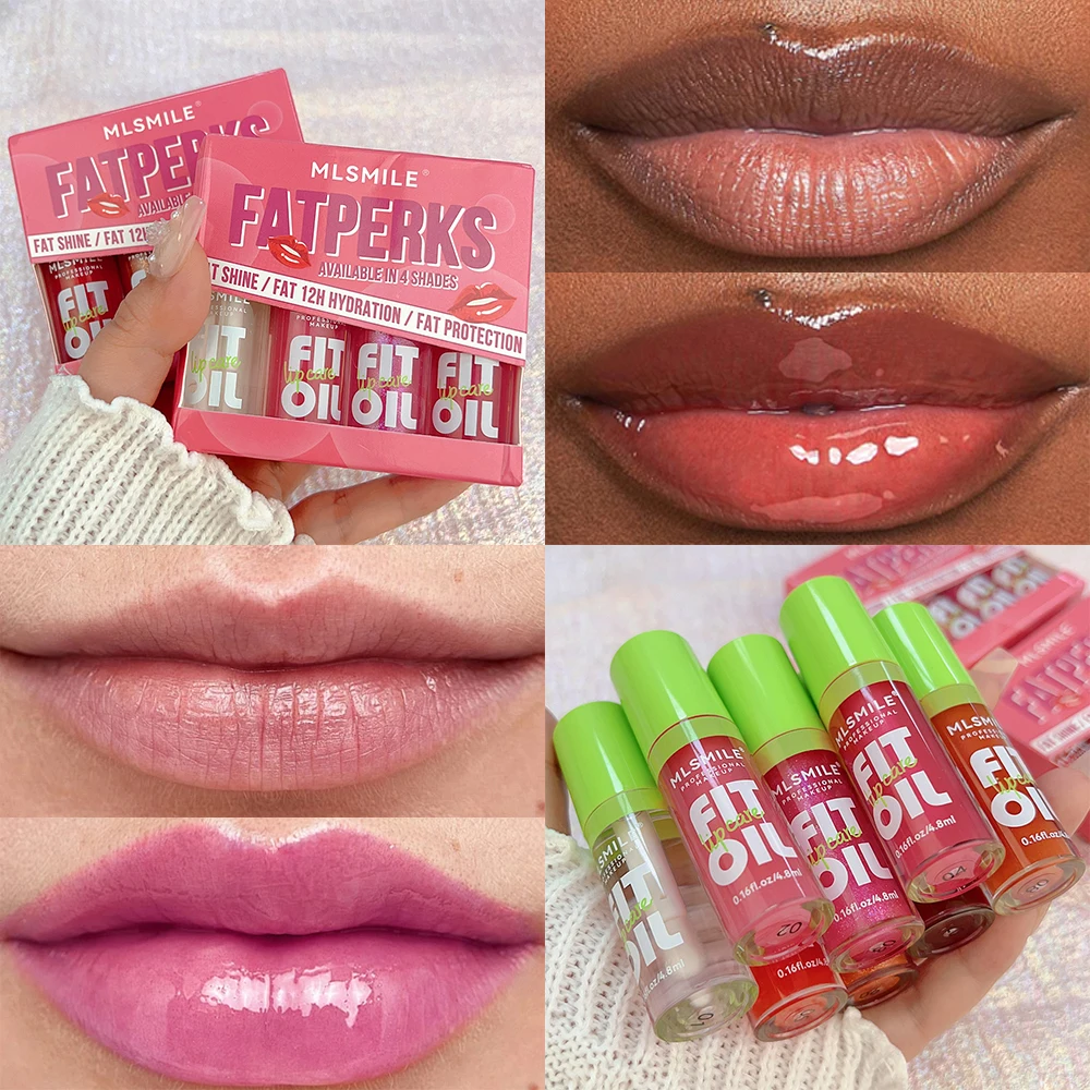 Mirror Pearl Lip Gloss Set Moisturizing Transparent Lip Oil Long-lasting Hydrating Natural 4-colors Liquid Lipstick Cute Makeup