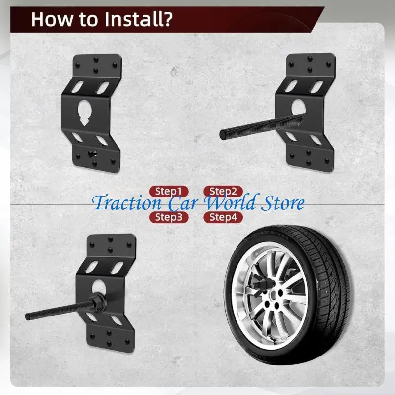 

L9BC Trailer Wall Mount Spare Tire Holder Secure Storage Designs Flat Mounting Surfaces Easy Maintenance for House Garage