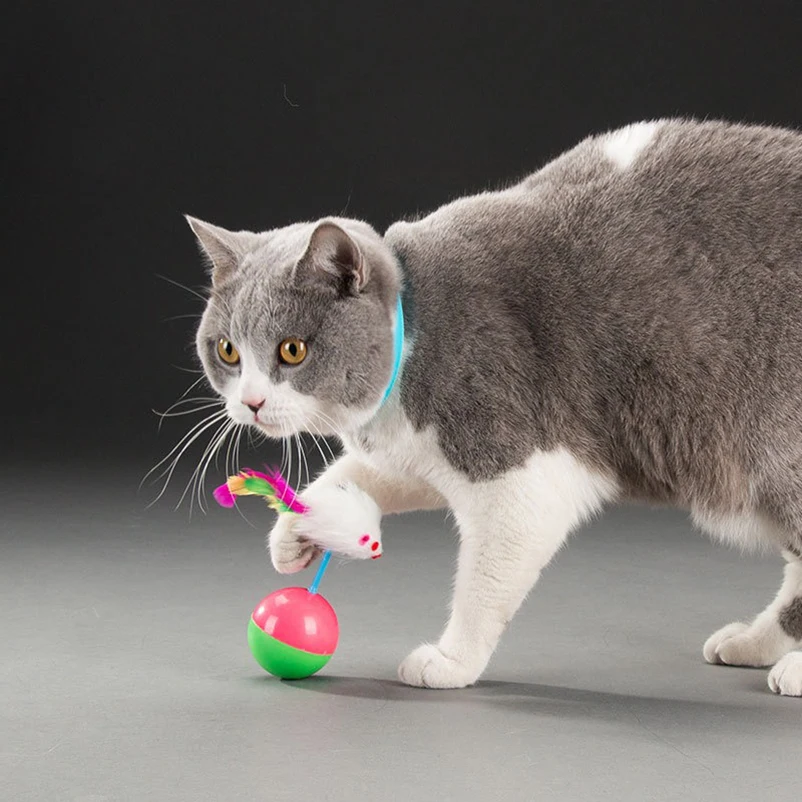 Katzenspielzeug, Tumbler, Maus, neckende Katzen und selbstübendes Spielzeug, simuliertes Plüsch-Farbfeder-Haustierspielzeug
