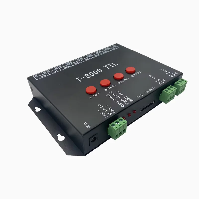 

T-8000 TTL SPI LED Pixel Controller DC5V-24V Use For WS2812/WS2811/WS2815/LPD6803/DMX512 LED Strip Light