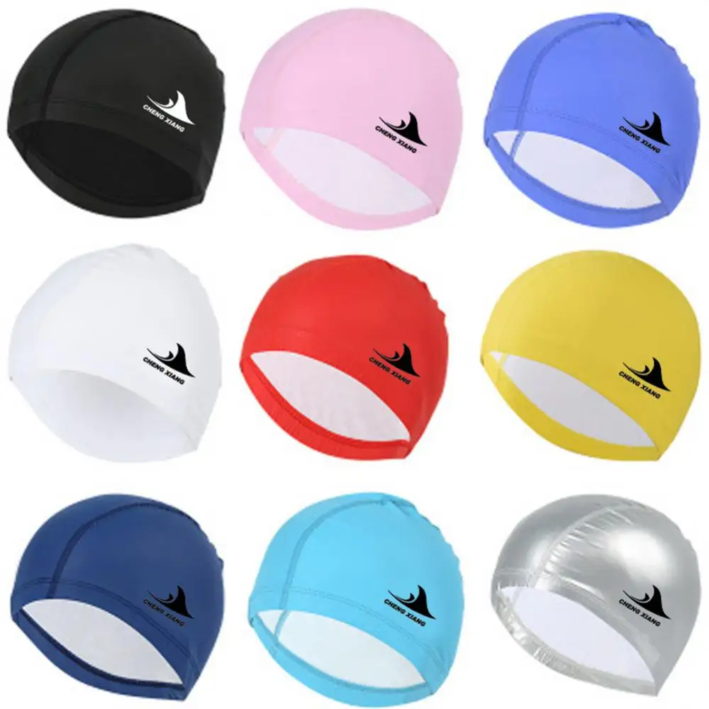 High Elastic Swimming Cap PU Waterproof Ear Comfort Protection Long Hair Sports Swim Pool Hat Swimming Cap Adult