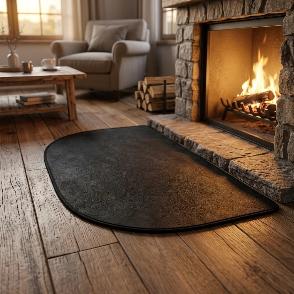 1pc Heat Resistant Fireplace Mat Floor Protector Pad Fire Retardant Protection Pad Wood Stove Fire Indoor Fireplace Floor Guard
