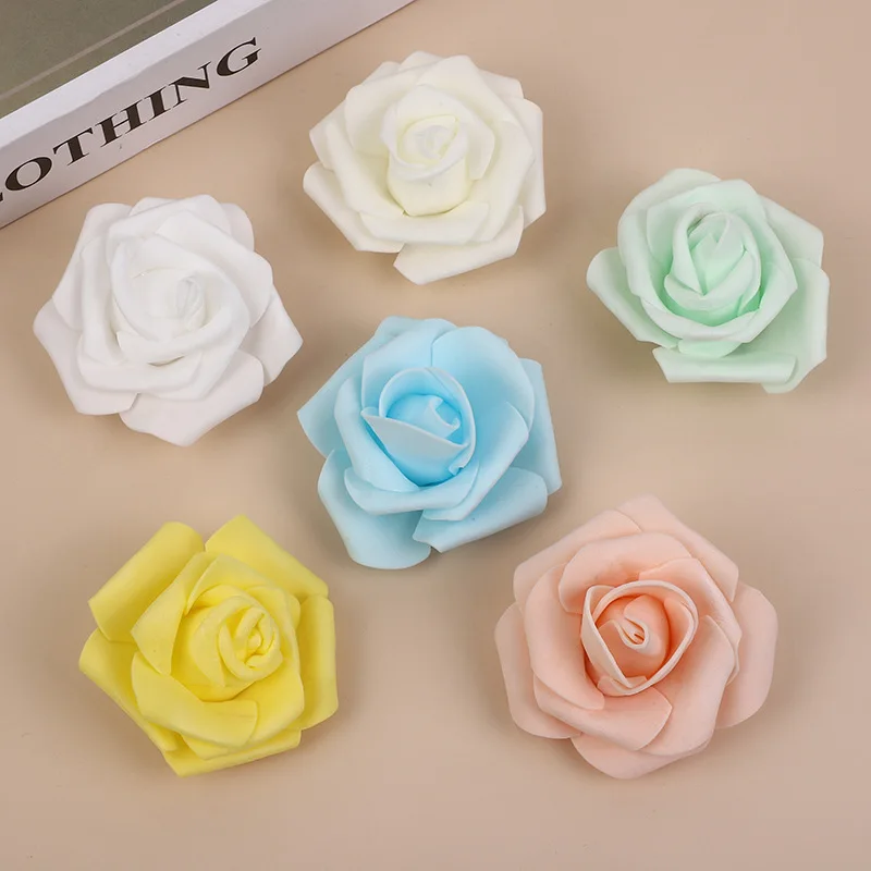 4cm 30 개/몫 큰 PE 거품 장미 인공 꽃 머리 홈 웨딩 장식 DIY Scrapbooking 화환 가짜 장식 장미