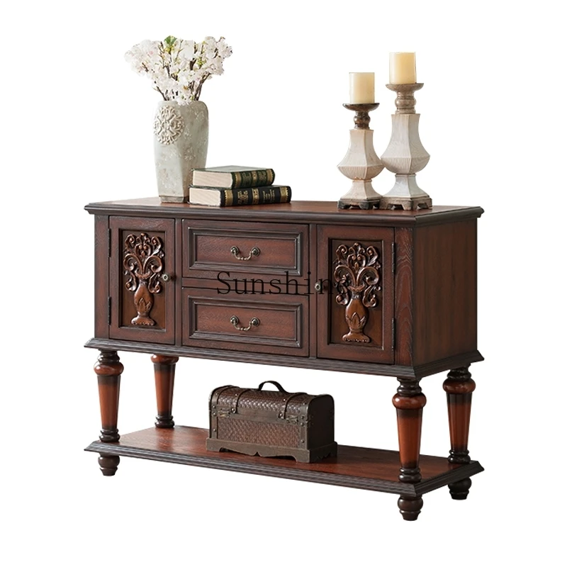 American solid wood entrance dining side cabinet living room European end view long table decorative cabinet corridor table