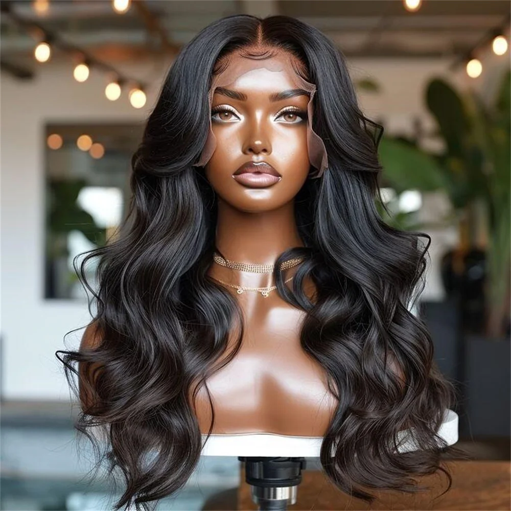 Soft Natural Black 180Density Glueless 26inch Preplucked Body Wave 5x5 Silk Base Jewish Human With BabyHair HDLace European Hair