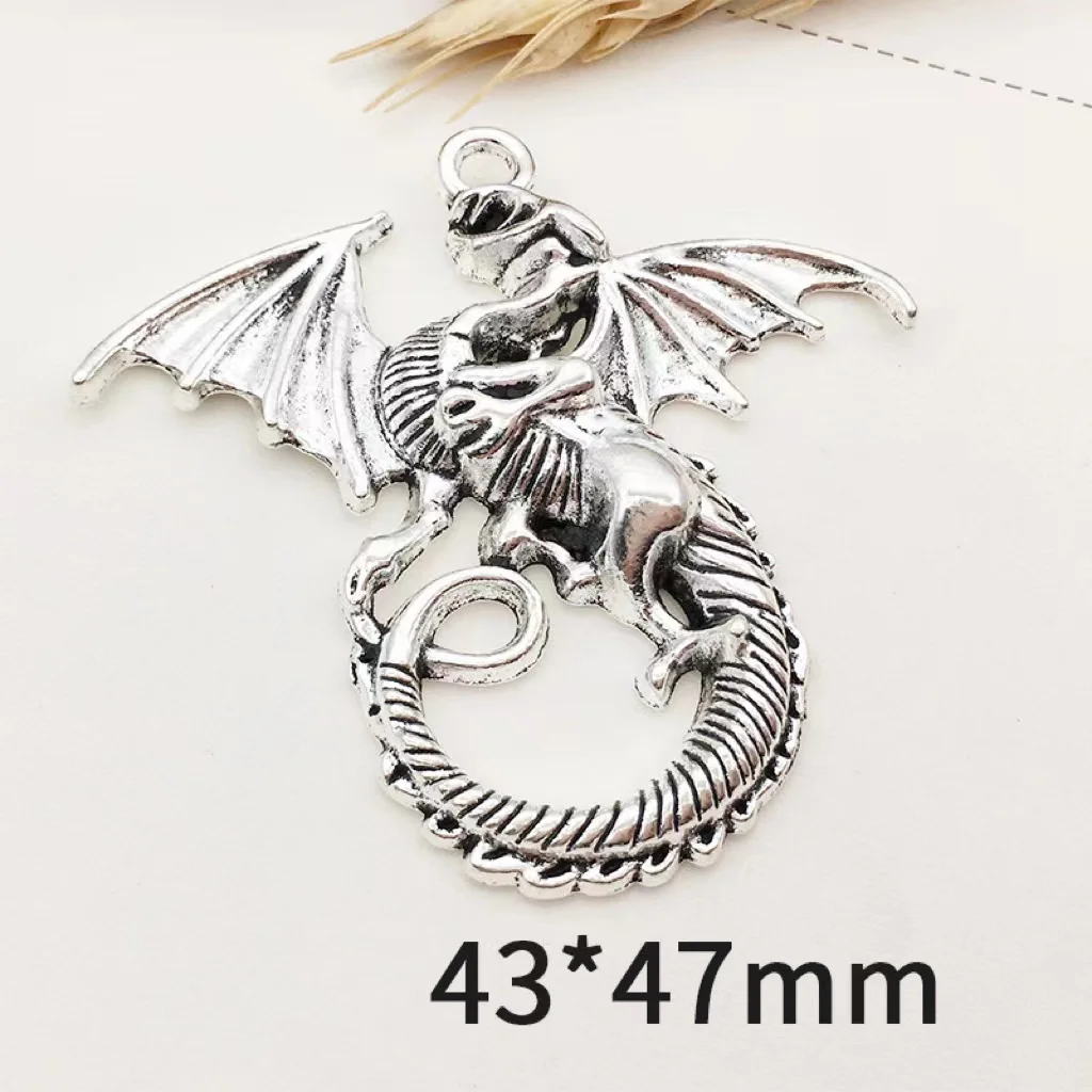 Pendentif en forme de dragon en alliage pour la fabrication de bijoux à bricoler soi-même, ailes, porte-clés faits à la main, accessoires de collier, 4 pièces