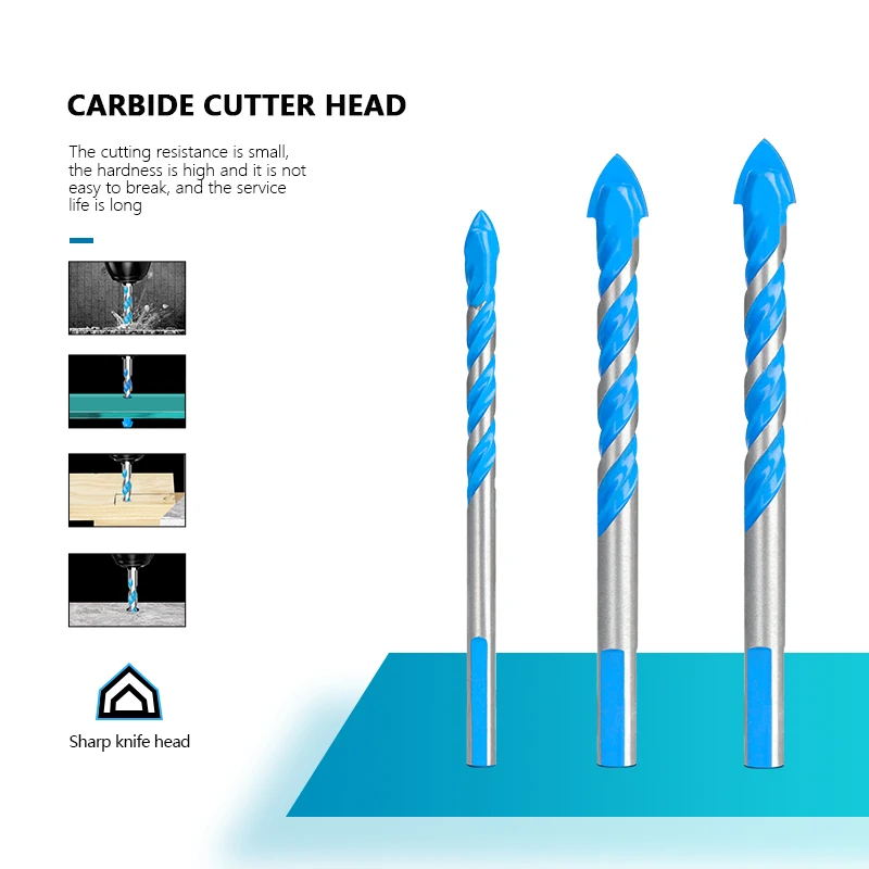 XCAN Cemented Carbide Drill Bit Ceramic Tile Wall Metal Drilling Tools Triangle Center Drill Bit Glass Drill Bit 3/4/5/6/8/12MM