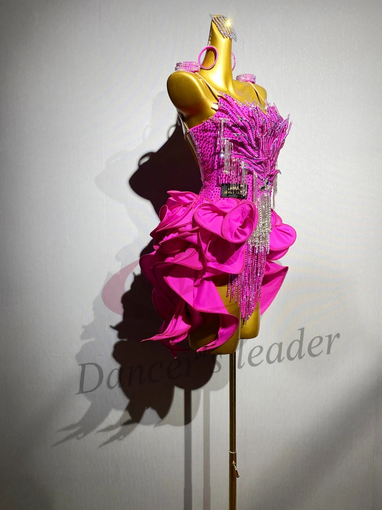 الرقص اللاتيني AB حجر الإناث الكبار الأطفال الراقية مخصصة حبة أنبوب شرابة هيكل السمكة تنورة سوداء بركة السامبا الأداء فستان