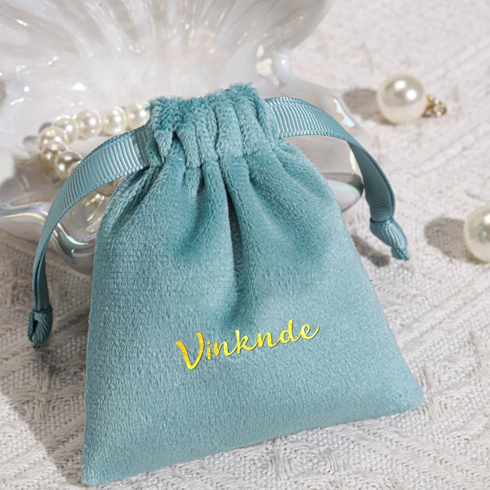 

50Pack High End Velvet Storage Bag for Bracelet Necklace Earring Custom Logo Soft Velvet Drawstring Jewelry Packaging Gift Pouch