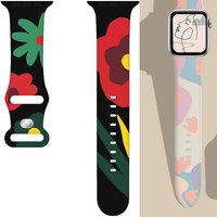 Black Unity Band For Apple Watch strap 44mm 45mm Ultra 2 49mm 41mm 40mm Printed silicone leopard bracelet iWatch 9 8 7 6 5 4 SE