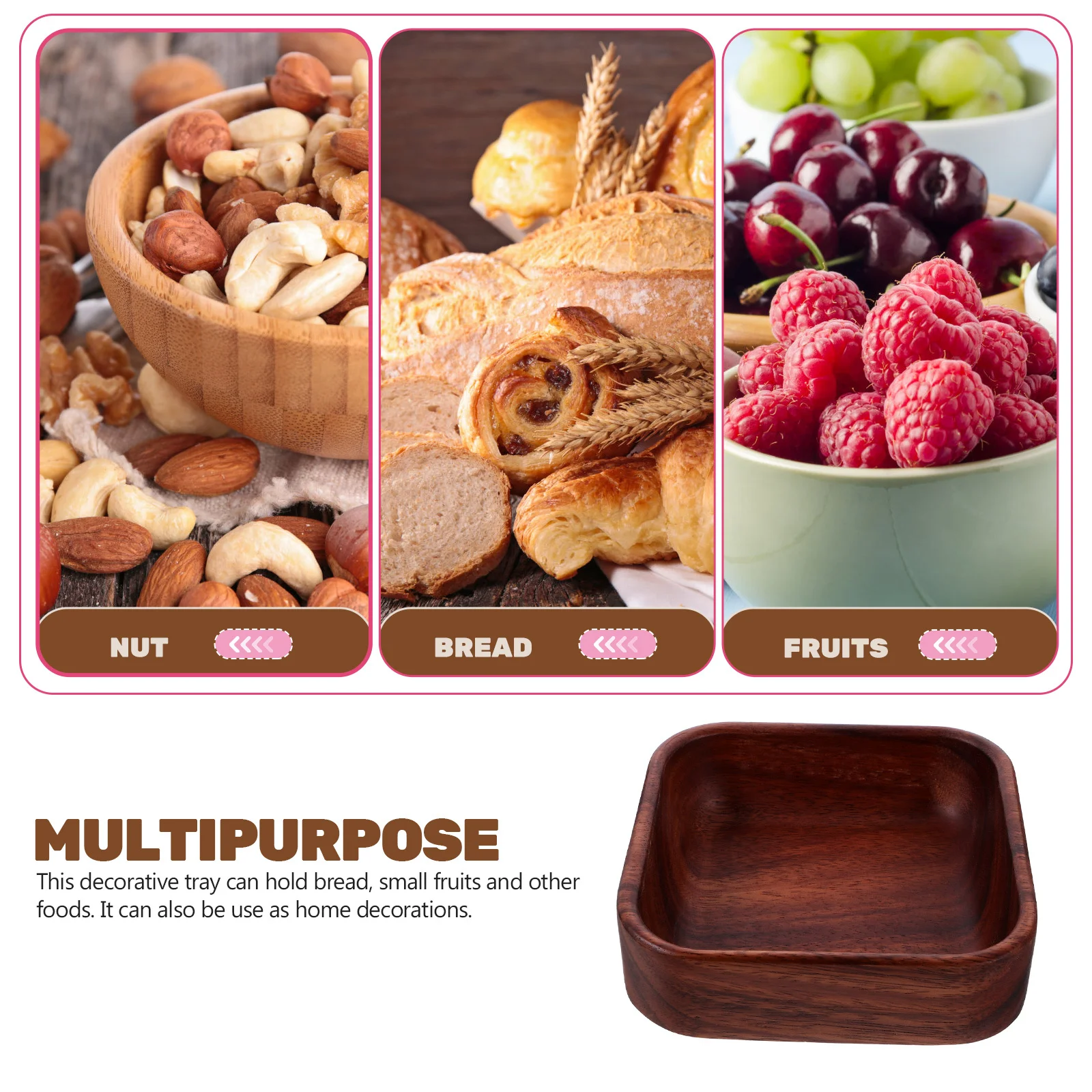 

Wood Fruit Serving Tray Natural Solid Wood Handmade Craftsmanship Multi-Functional Use Home Decor Gift 128 Wooden Fruit Dish