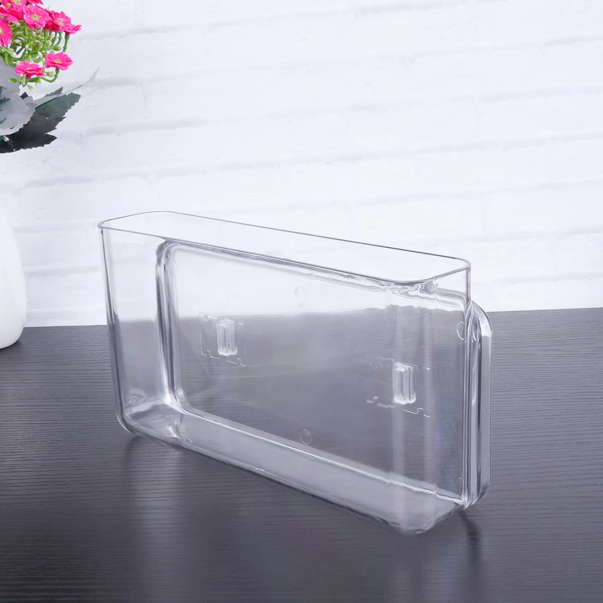 صندوق تخزين للتحكم عن بعد، منظم كبير من البلاستيك الشفاف بأربع أوراق البرسيم لمكتب المنزل والمكتب والقرطاسية والمكياج #5