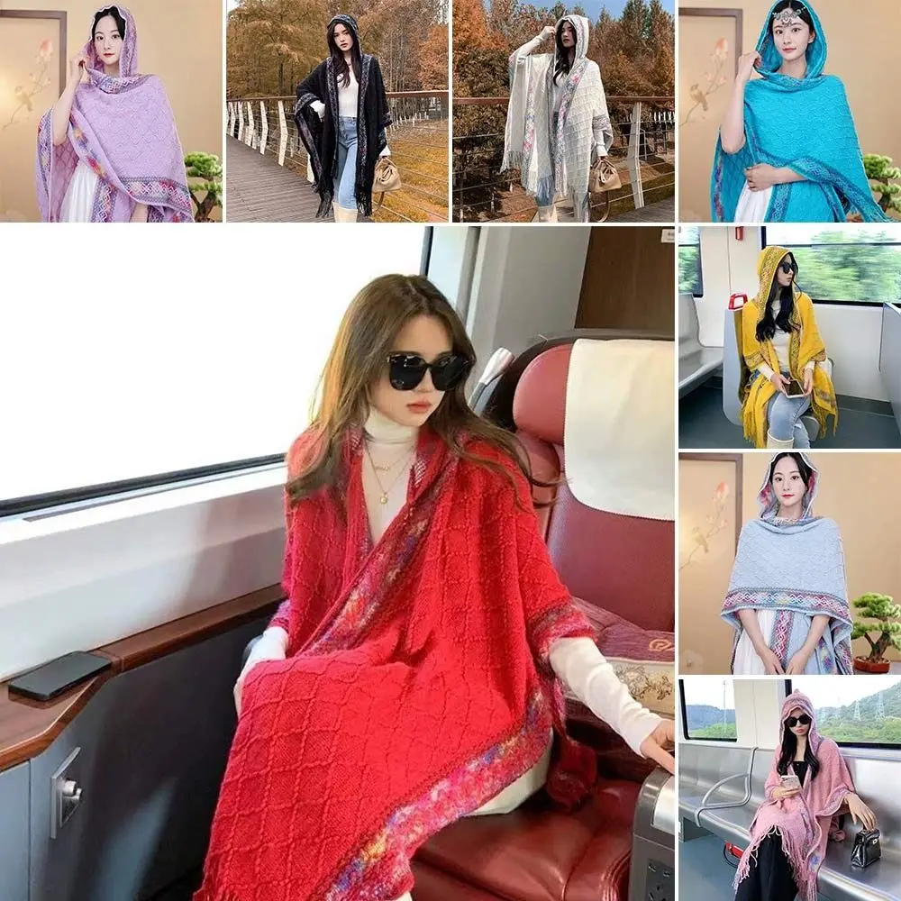 

Ethnic Style Knitted Tassel Shawl Sun Protection Thin Temperament Cardigan Sunscreen Outwear Shoulder