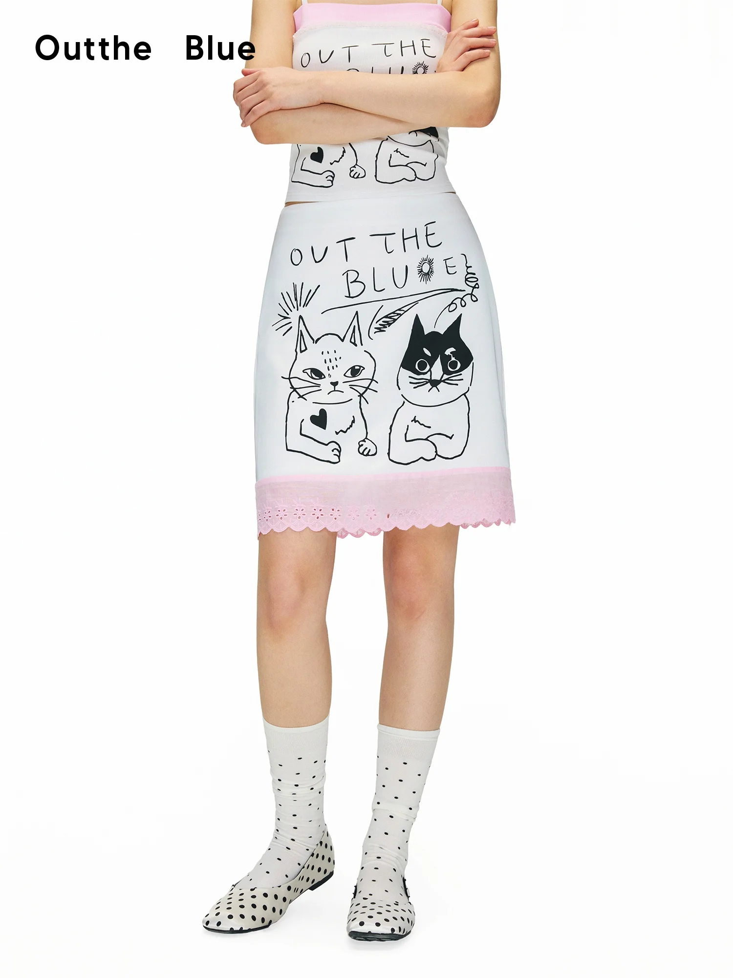 

Outthe Blue Rebellious 2026 Summer New Color Collision Graffiti Short Skirt A-Line Half-length Ladies Polyester Fiber Hig...