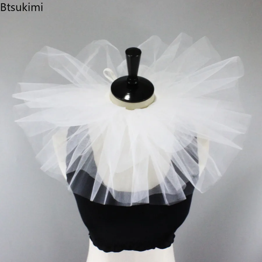 خمر شبكة رقيق وهمية طوق السيرك الإدواردي زي الدعائم مهرج حزين طوق الرقبة هالوين تأثيري الملابس والاكسسوارات