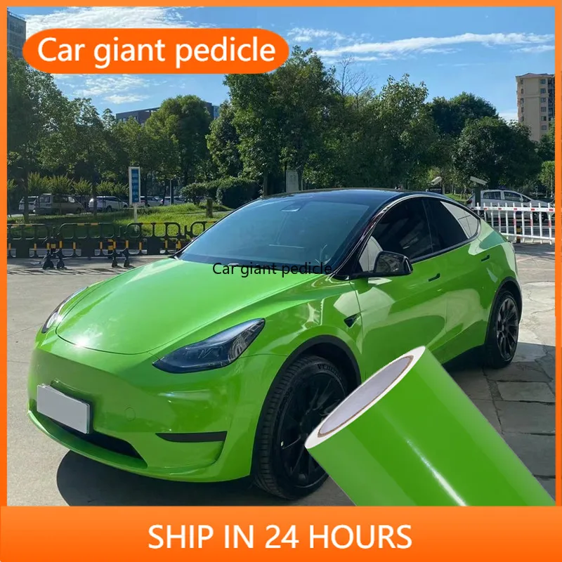 

Gloss Lime Green Cyanine Vinyl Wrap film for vehicle coating Suitable for car vinyl stickers Bubble-free easy install 1.52*17M