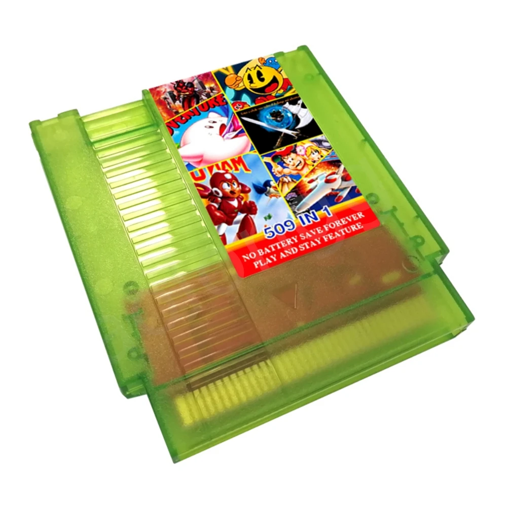 Retro Collection 509 In 1 Game Cartridge Transparent Shell 72 Pin Game Card For NES Game Console 8 bit Games For PAL/NTSC Region