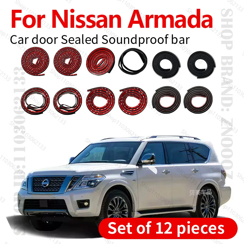 

Для Nissan Armada уплотнительная лента для двери автомобиля, резиновая двухслойная уплотнительная защита, звукоизоляционная лента, пылезащитная уплотнительная лента, набор из 12 шт.