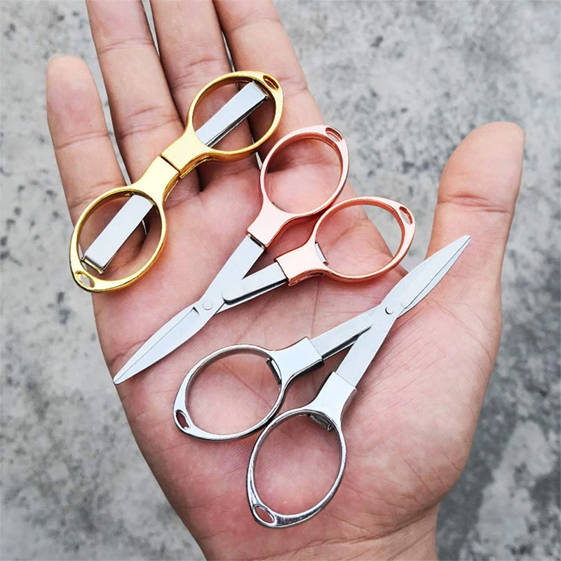 30Pcs Folding Scissors Portable Travel Scissors Glasses Shaped Shear Telescopic Cutter Anti Rust Zinc Alloy Scissors