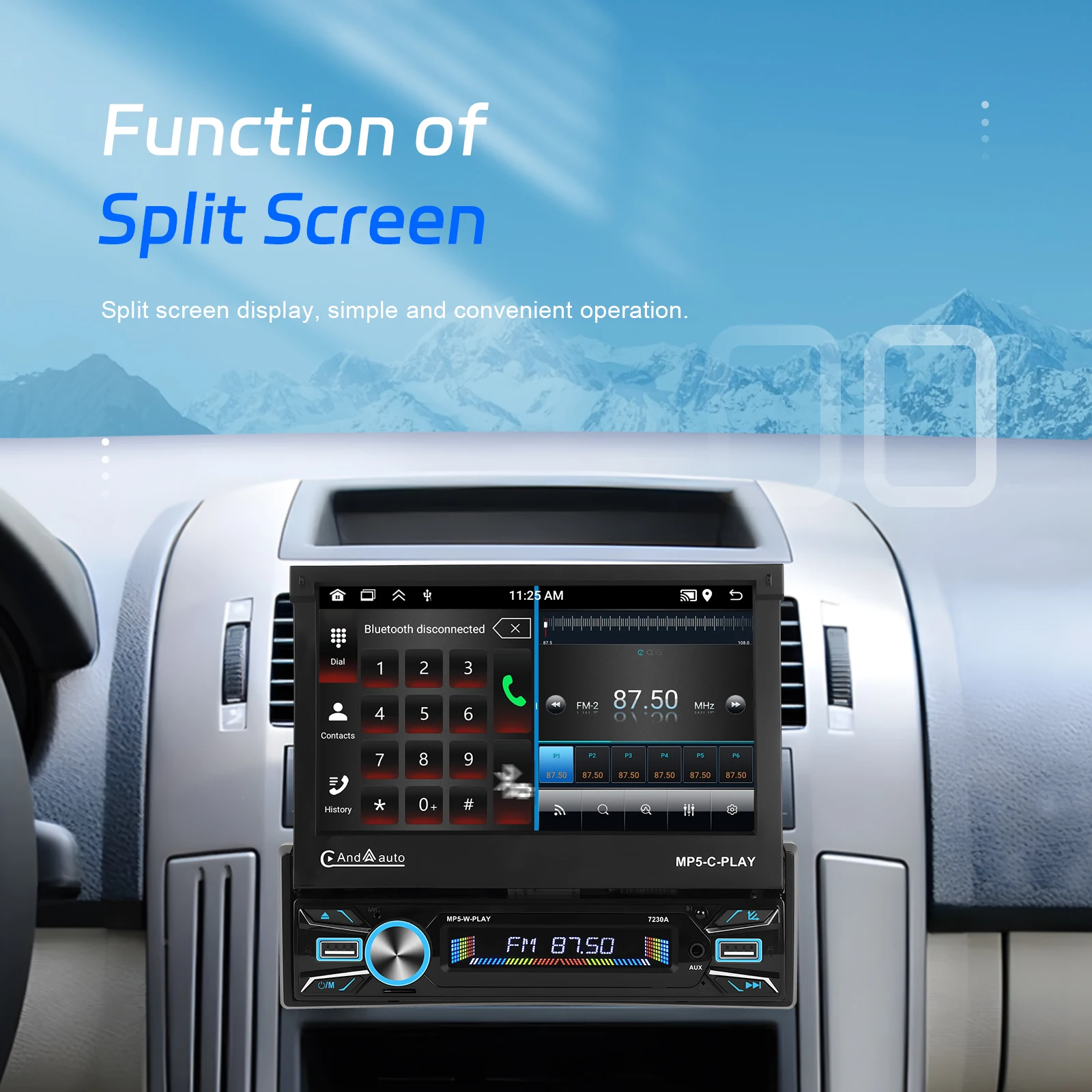 Camecho 7 "IPS شاشة قابلة للسحب بمحركات 1 Din راديو سيارة لاسلكي Carplay Android Auto GPS Navigation 1Din Android Autoradio #5