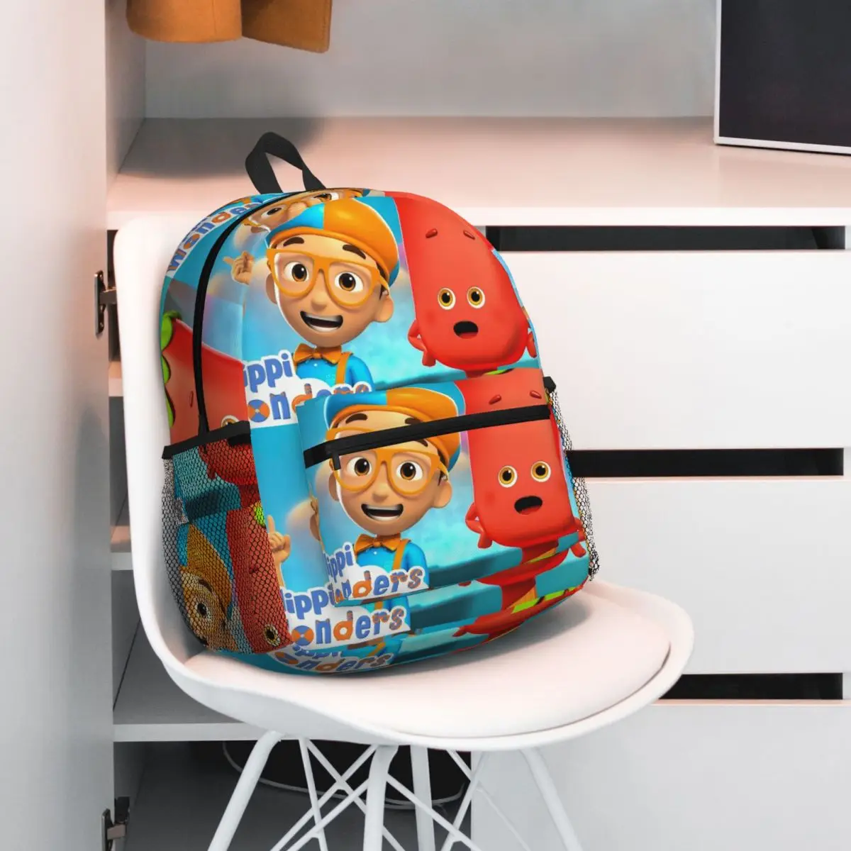 만화 Blippiing 영어 교사 학생 배낭 학교 가방 소년을위한 하이킹 여행 데이 팟 소녀 패션 Bookbag 어깨 가방