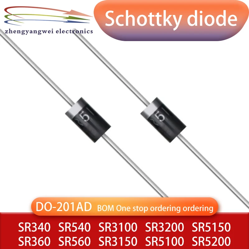 SR340 SR360 SR540 SR560 SR3100 SR3150 SR3200 SR5100 SR5150 SR5200 20PCS DO-201AD Schottky Barrier Rectifier diode