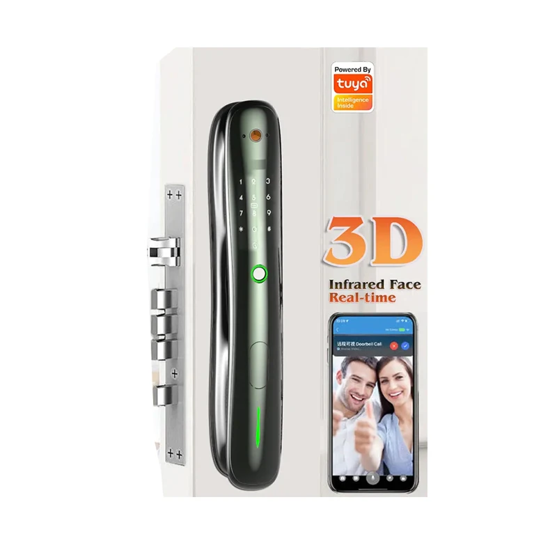 

July008 Tuya 3d Face Recognition Smart Door Lock With Camera Cerradura Inteligente Biometric Fingerprint Security Automatic Smar