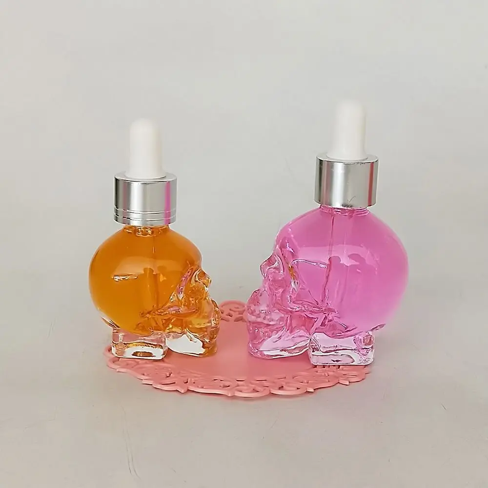 Portable 8/15/30/50ml Glass Liquid Dropper Bottle Transparent Essential Oil Bottle Skull Shape Split Bottle Cosmetic Containers