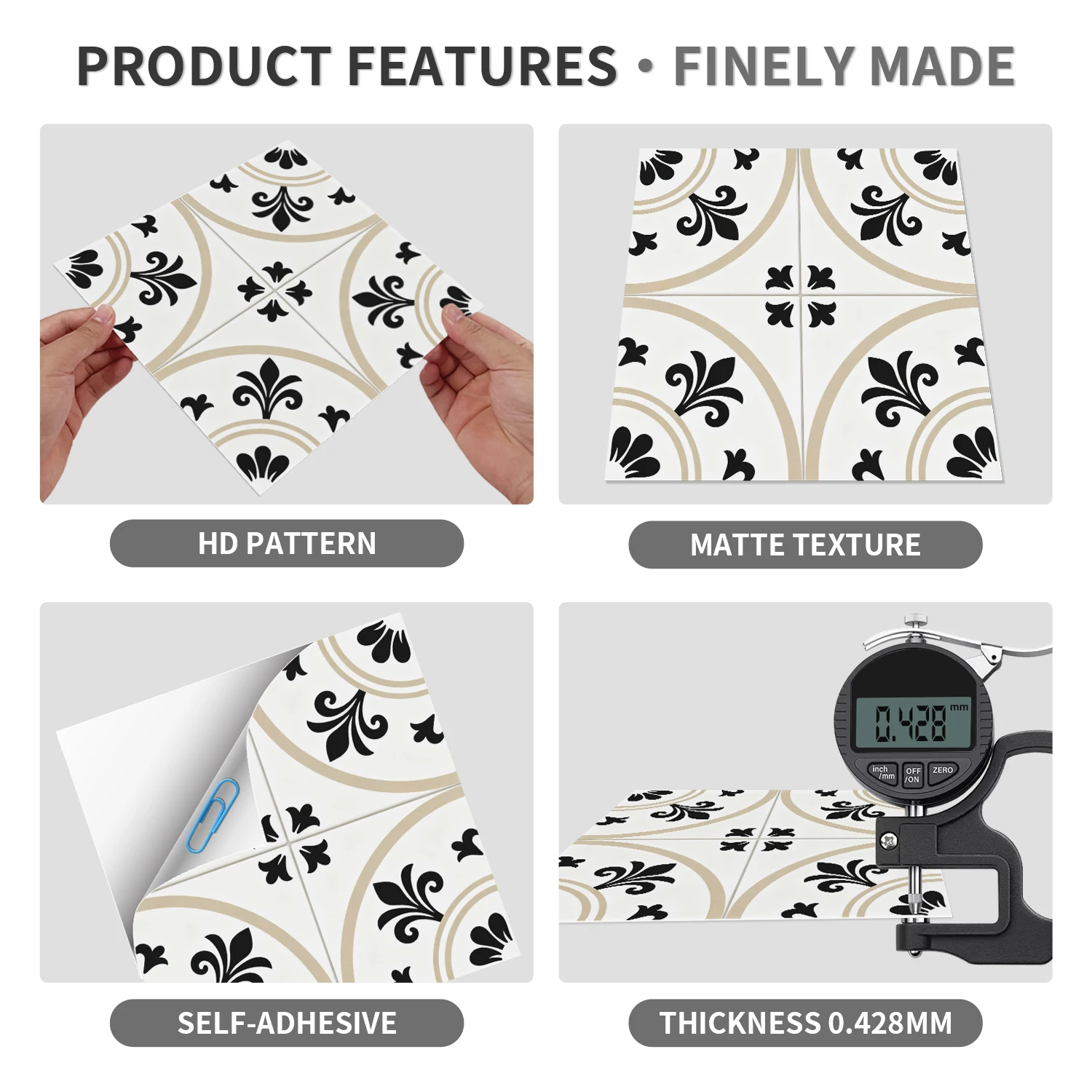36 self-adhesive PVC tile stickers, kitchen and bathroom use self-adhesive splash proof stickers for home decoration