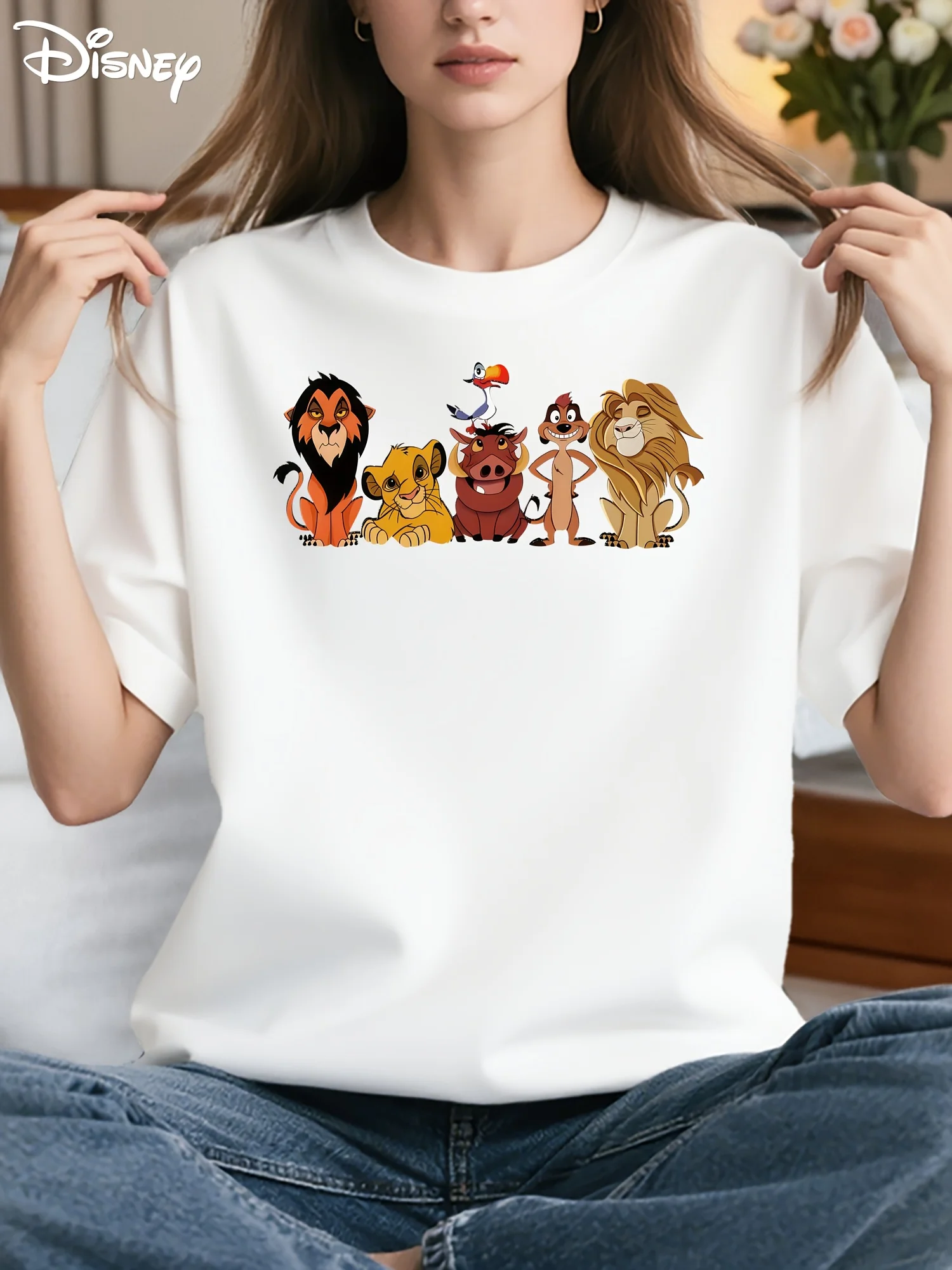 تي شيرت Disney Lion King - مقاس كبير مع Simba وMufasa وNala وTimon & Pumbaa - بلوزة كاجوال بأكمام قصيرة ورقبة دائرية #1