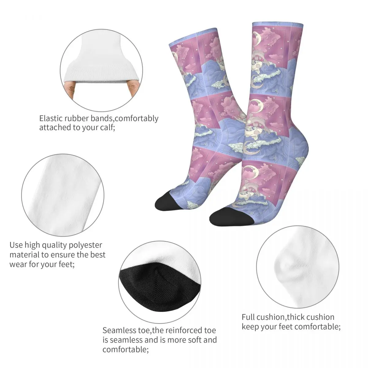 Retro Avatar The Last Airbender Sports Socks Tui and La Koi Fish Polyester Long Socks for Women Men Non-slip