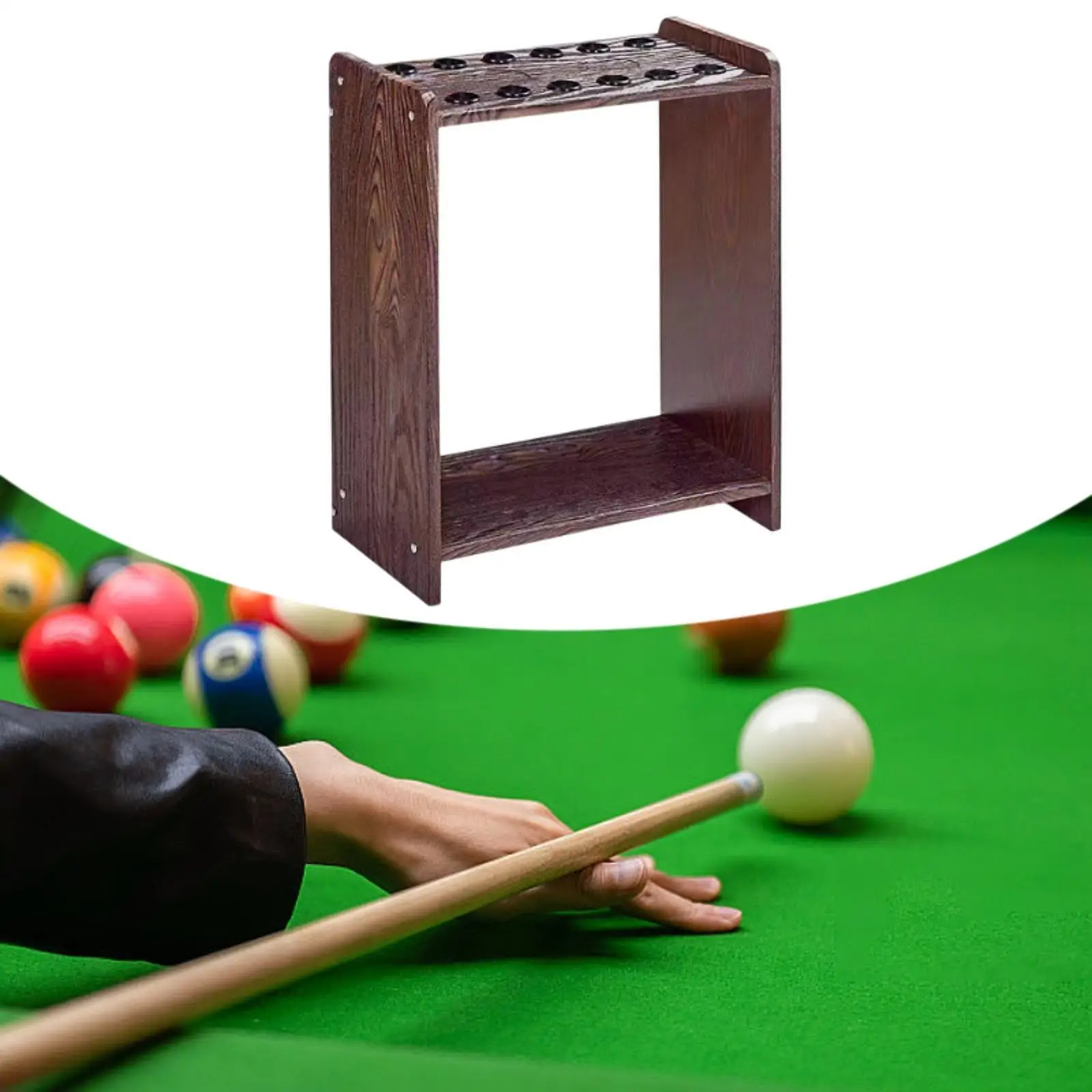 

Floor Standing Pool Cue Holder Billiard Wooden Rack Nonslip Accessory for Home Game Room Organization