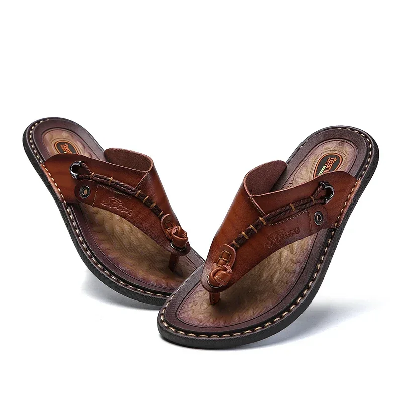 

Men Handmade Braided Rope Flip-flops Mixed Colors Low Gang Summer Casual Outdoor Breathable Beach Shoes Non-slip Oxfords Slides