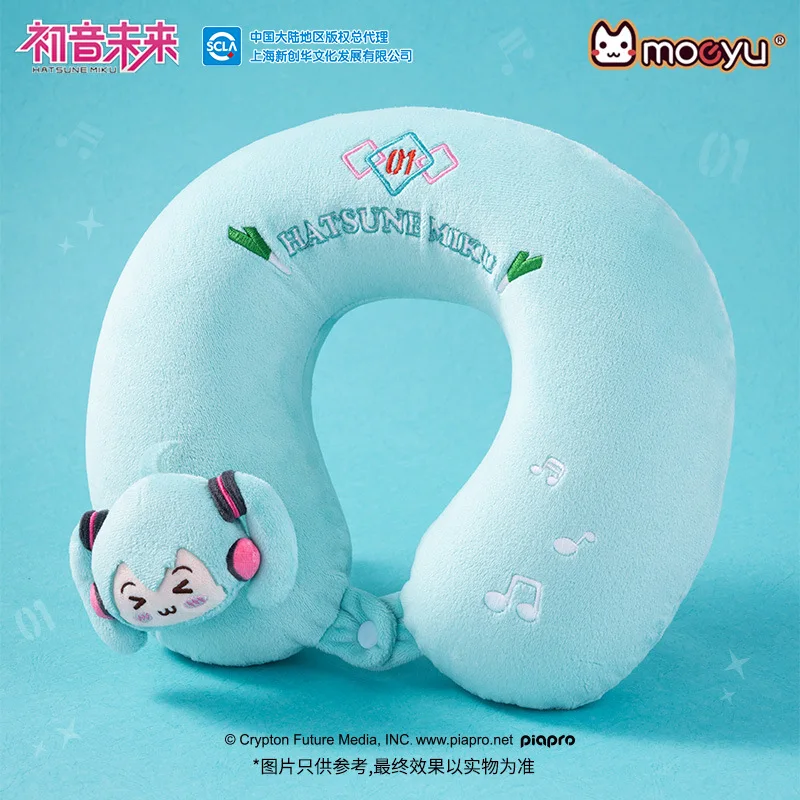 

moeyu New Anime Hatsune Miku Kawaii figure Q version Cartoon U-shaped pillow memory cotton rest pillow model toys Gifts