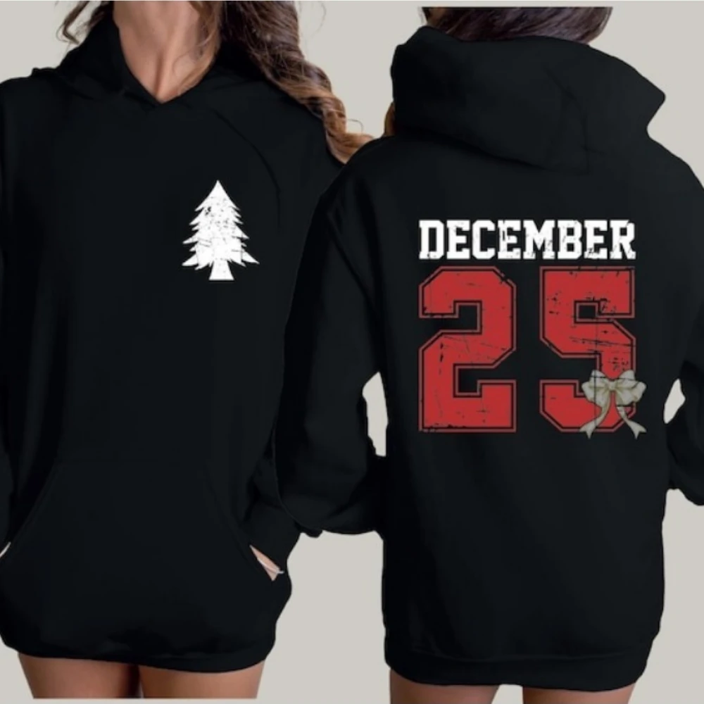 Christmas 25 December Retro December 25 Womens Drop Shoulder Tracksuit Essentials Hoodie Casual Creativity Winter Clothes Women