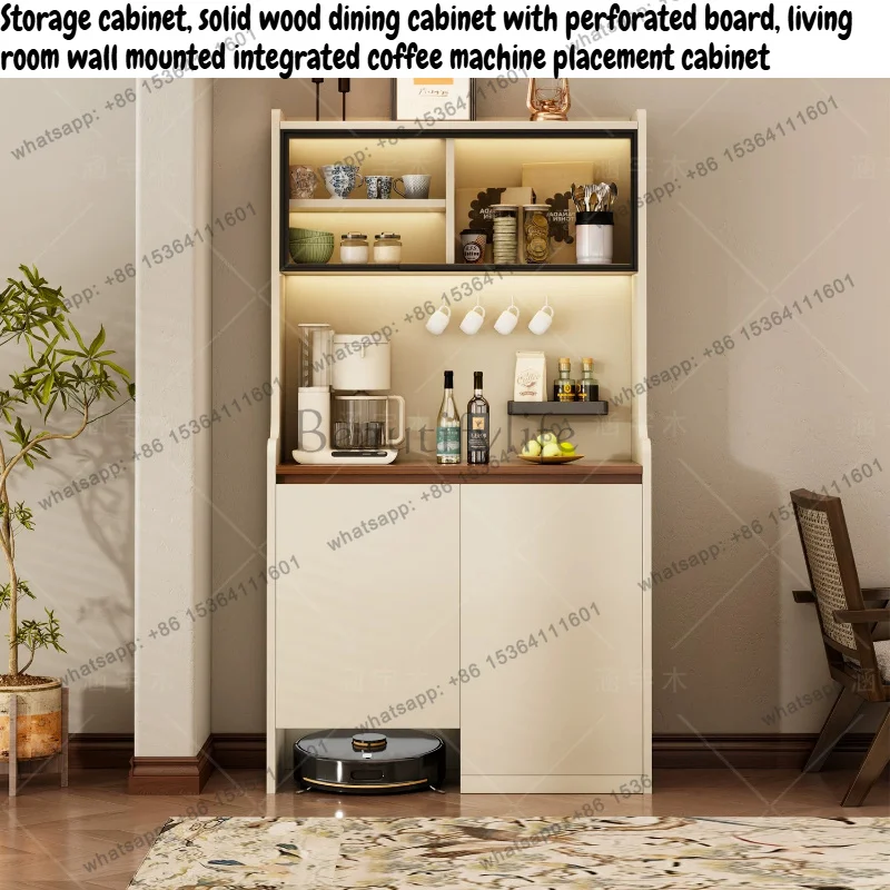 PJ Modern Sideboard Buffet Cabinet With Open Display Kitchen Pantry Shelves Storage