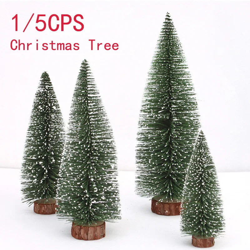 5/1PCS Pine Christmas Tree Artificial Tabletop Decorations Festival Plastic Miniature Trees 2024 New Year Decorations for Xmas