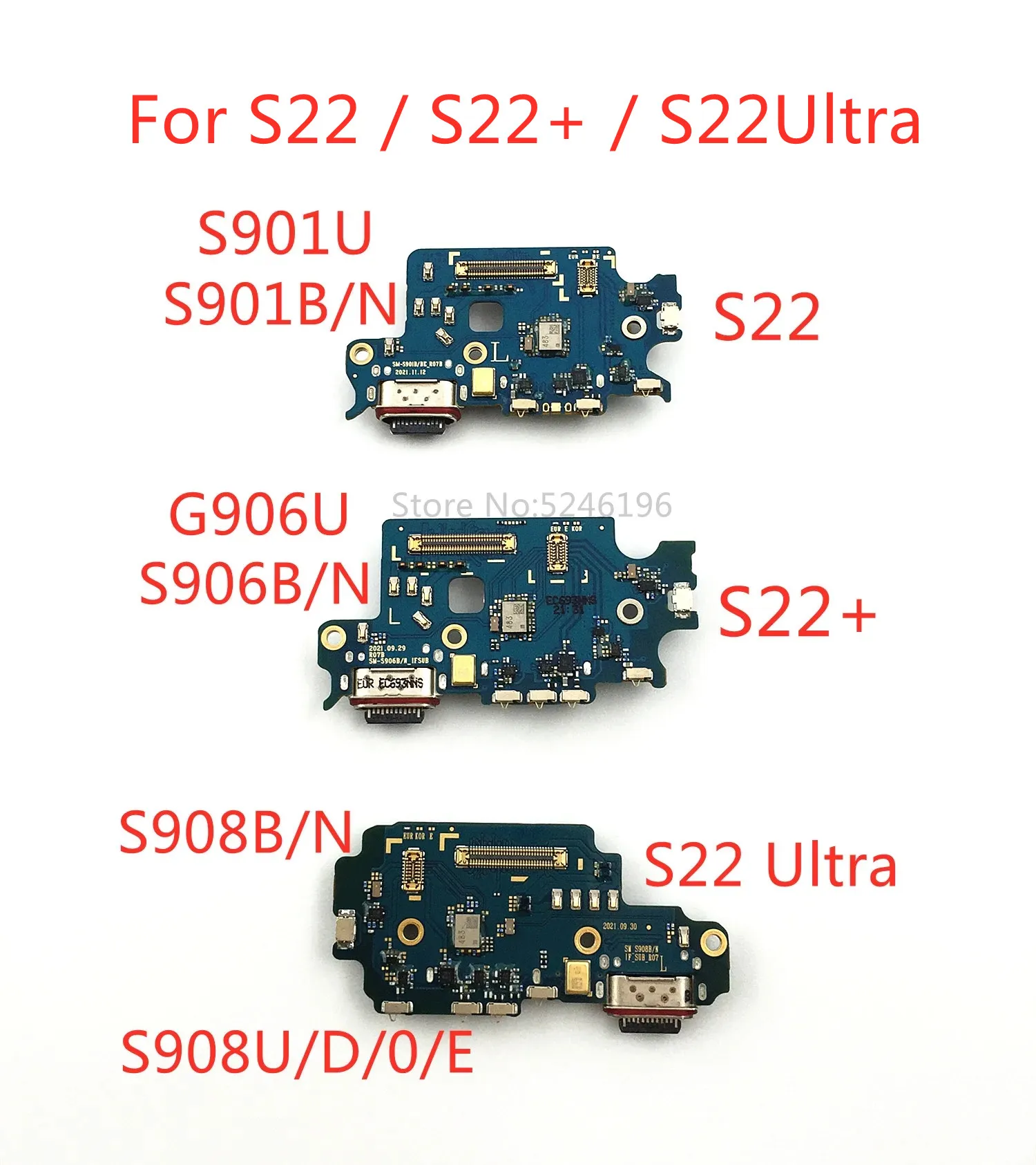 1pcs USB Charging Port Charger For Samsung Galaxy S22 5G S901B S901U S22+ 5G S906B S906U S22 Ultra 5G S908B S908U Replace Part