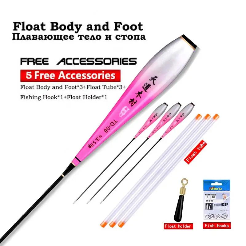 Flotador luminoso nano sin batería para pesca con soporte y tubos - imagen 2