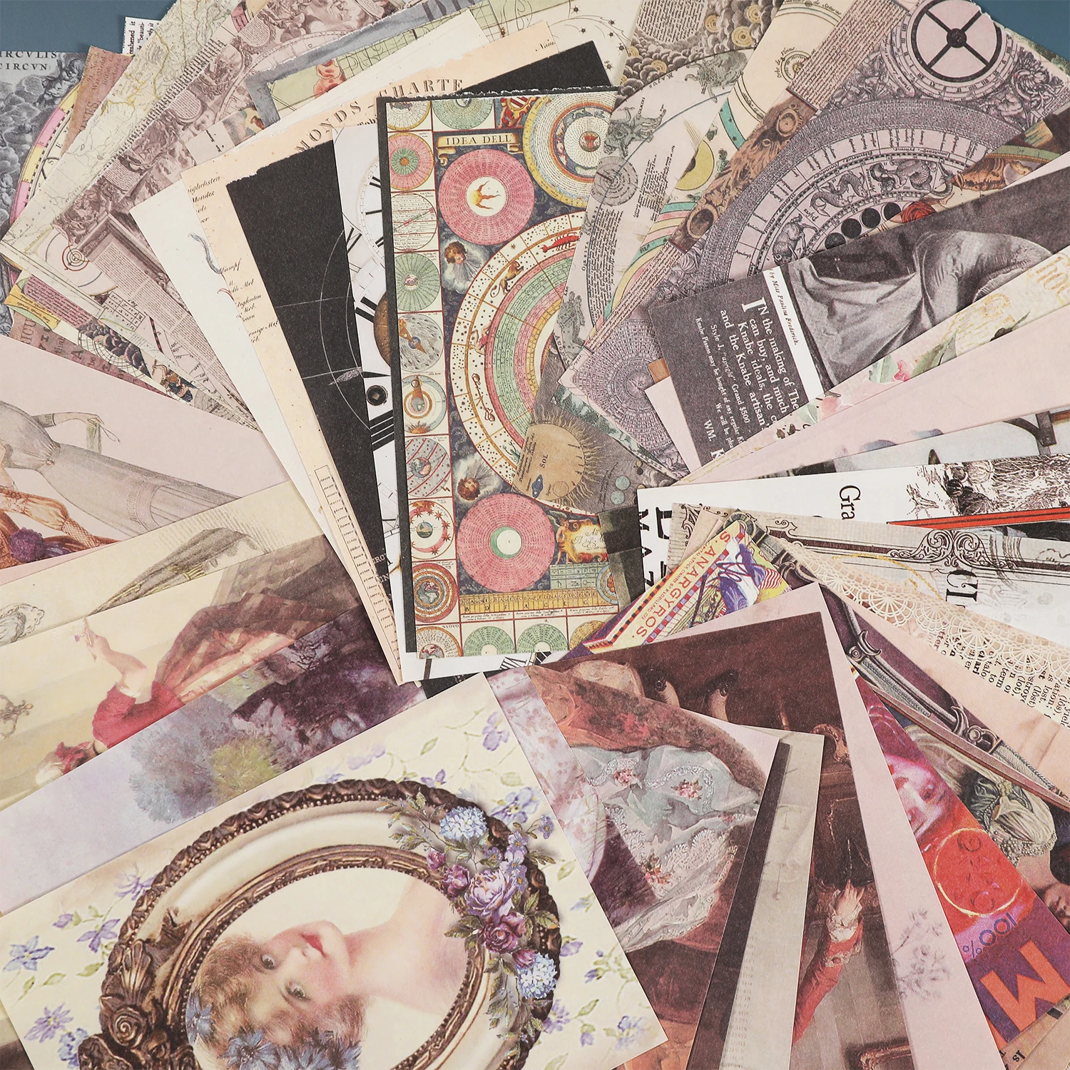 Mr.Paper 2 Packs Lightweight Vintage Paper Pad, Collage Background Decals for DIY Journal Scrapbooking, Card Calendar Phone Case